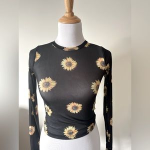 Sunflower print long sleeve tee